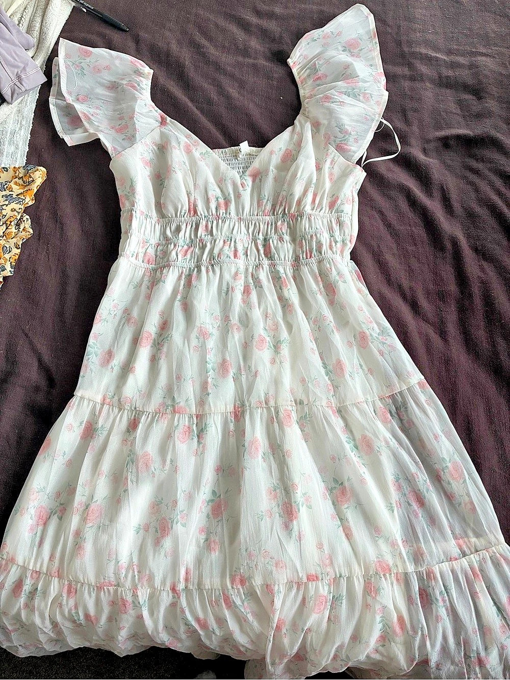 Aeropostale Floral Maxi Dress in White & Pink Size XL